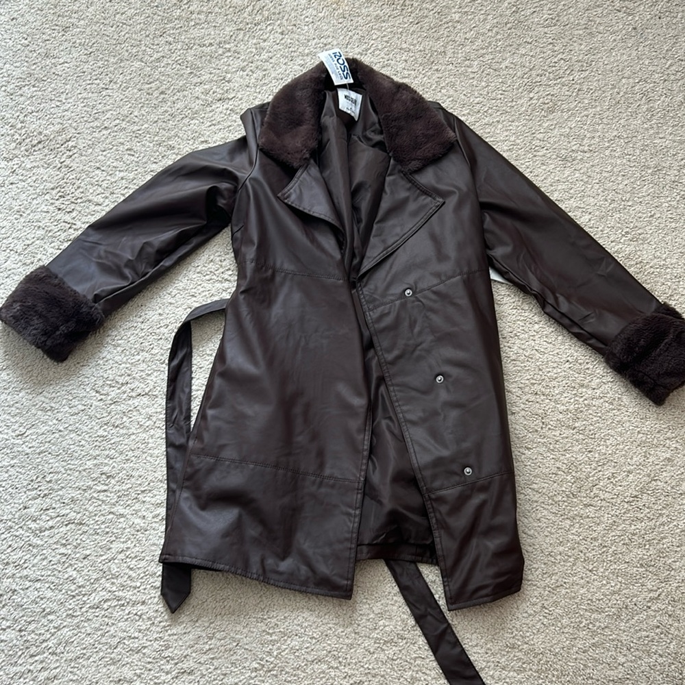 NWT Ross Purple Fur Trim Coat